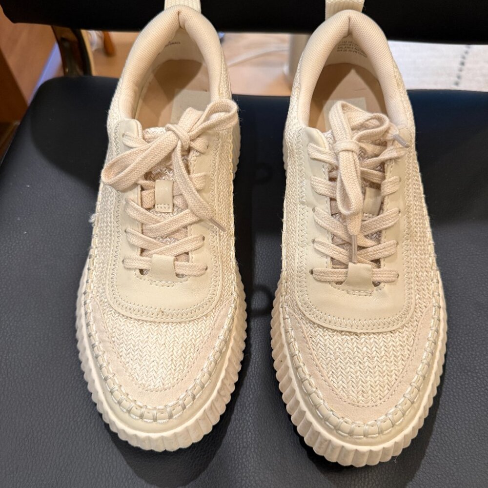DOLCE VITA Dolen Woven Platform Sneakers Sandstone Knit Size 7.5